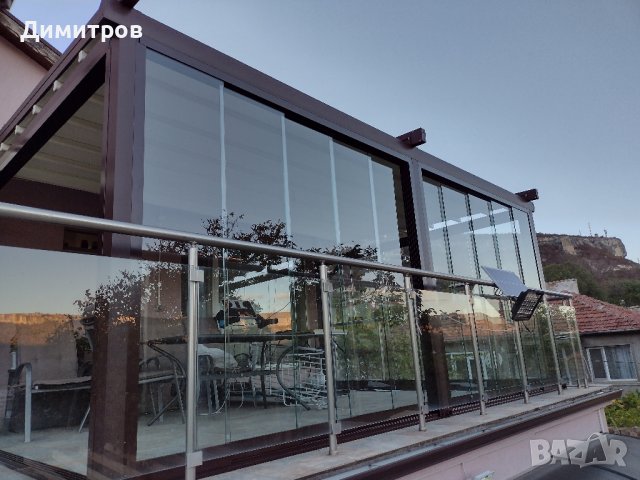 Остъкление тип плъзгане, раменни тенти, ветроупорни завеси, метални конструкции, снимка 3 - Пердета и завеси - 42881105