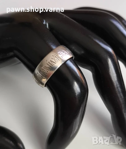 Винтидж сребърен пръстен със старославянски надпис – проба 925, снимка 5 - Пръстени - 51149748