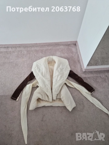 Бежово-бяло зимно яке, снимка 3 - Якета - 52883175