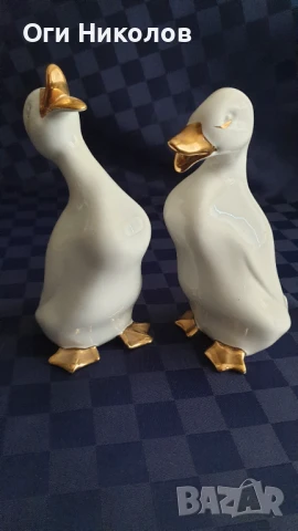 Чифт порцеланови патици с позлата, снимка 6 - Антикварни и старинни предмети - 50998230