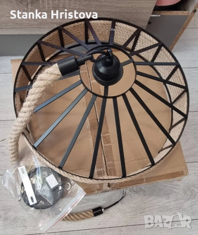 Стилен Ретро полилей метал с конопено Въже., снимка 4 - Полилеи - 52827258