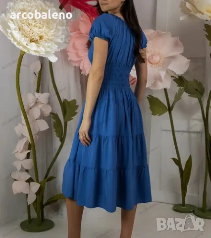 Дамска миди рокля с къс ръкав Marisla, 2цвята , снимка 3 - Рокли - 50027368