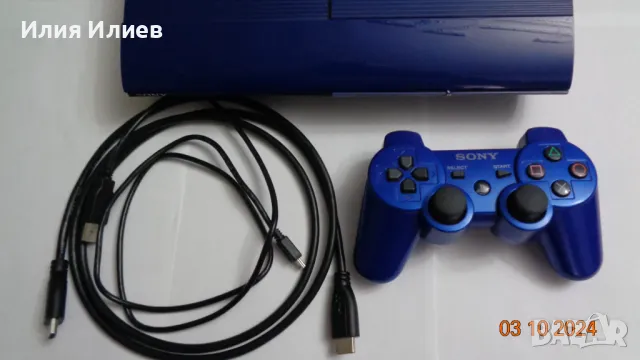 Sony PlayStation 3 Super Slim Azure Blue 500GB, снимка 3 - PlayStation конзоли - 47454529