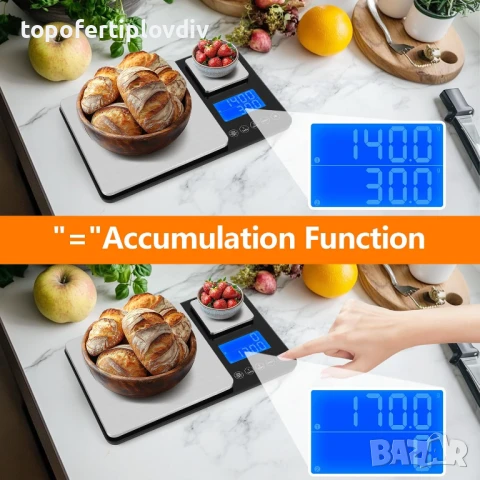 Кухненска везна Kitchen Scales with Dual Platform, 15 kg/1 g & 500 g/0.01 g, снимка 4 - Други - 50793331
