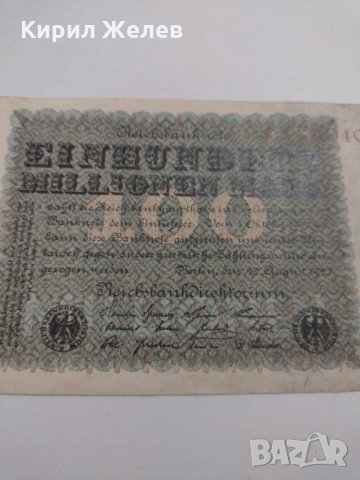 Райх банкнота - Германия - 100 Милиона марки / 1923 година - 17956, снимка 2 - Нумизматика и бонистика - 31032100