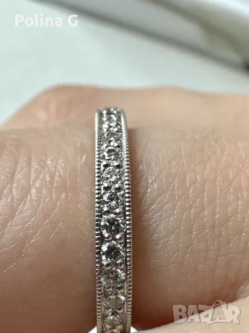 Оригинален Tiffany & Co. платинен пръстен с диаманти – PT950, снимка 2 - Пръстени - 56299853