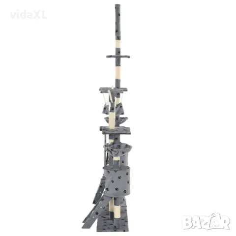 vidaXL Котешко дърво със сизалени стълбове, 230-250 см, лапички, сиво, снимка 3 - За котки - 56146202