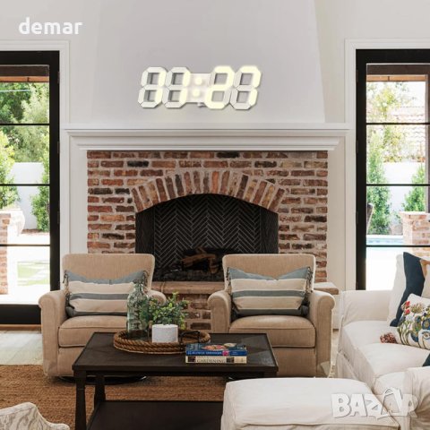 COVERY Цифров стенен часовник - 3D LED с аларма, дистанционно, снимка 5 - Стенни часовници - 42088589