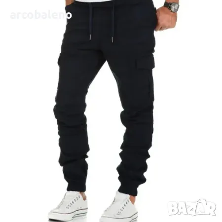 Мъжки едноцветни ежедневни панталони с джоб и шнур, 3цвята , снимка 4 - Панталони - 39449420