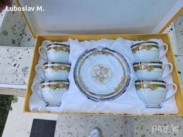 Луксозен порцеланов комплект за кафе/чай „Мигра Gold Collection“ – 6 чаши с чинийки