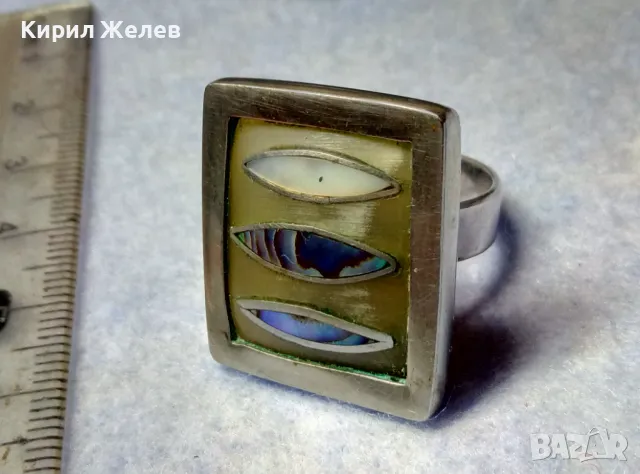 СТАР ПРЪСТЕН УНИКАТ КОСТ в МЕЛХИОНЕР ОБКОВ със СРЕБЪРЕН РИНГ и КРАЛСКИ СЕДЕФ ЧАСТ от КОМПЛЕКТ 37180, снимка 4 - Антикварни и старинни предмети - 49885931