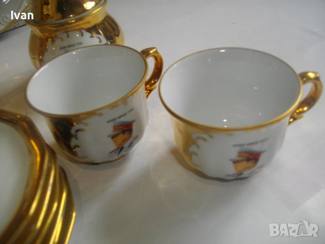 Позлатен Порцеланов Антикварен Колекционерски Сервиз За Кафе На Бавария-Йосип Броз Тито-Лукс, снимка 7 - Сервизи - 40110252