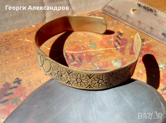 ЕТНОГРАФСКИ НАКИТ За ЛЮБОВНО ВРИЧАНЕ 2 СЪРЦА в 1 Старинна МЕДНА ГРИВНА Майсторска, снимка 4 - Антикварни и старинни предмети - 55994704