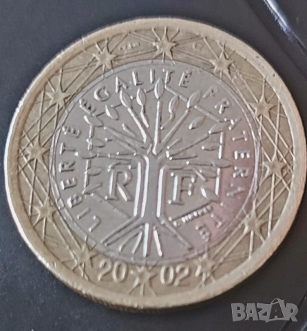 1 евро монета Франция 2002, снимка 2 - Нумизматика и бонистика - 54313450