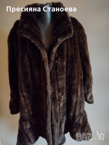 Tissavel Франция Sears изкуствена кожа кафяво палто, снимка 4 - Палта, манта - 34401453
