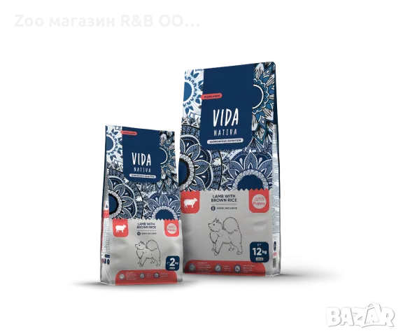 VIDA DOG NATIVA с Агнешко и кафяв ориз-храна за подрастващи кучета от средни и едри породи 12 кг.
