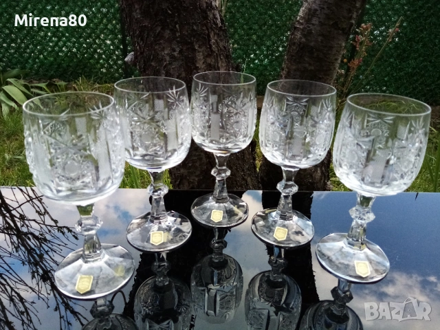 Кристален сервиз от 5 чаши за червено вино - Австрия !