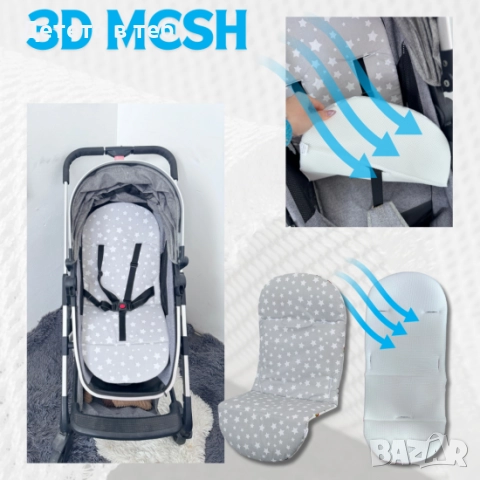 Постелка против изпотяване Лукс 3д меш Сиви звезди, снимка 1