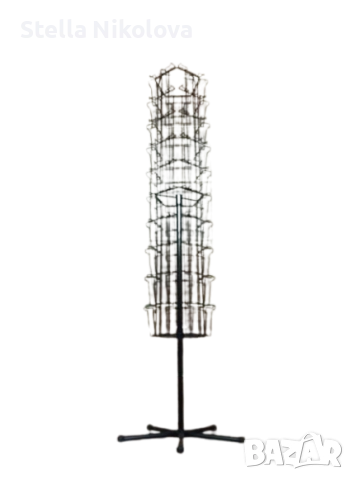 Стелаж за картички, метален, въртящ, 50 гнезда