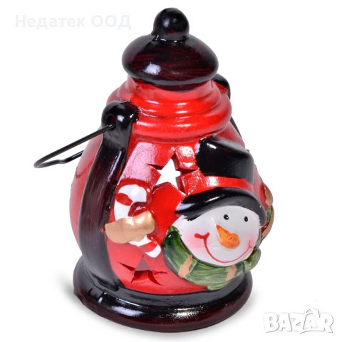 Коледен фенер, Снежен човек,  Kерамичен, 6х10см