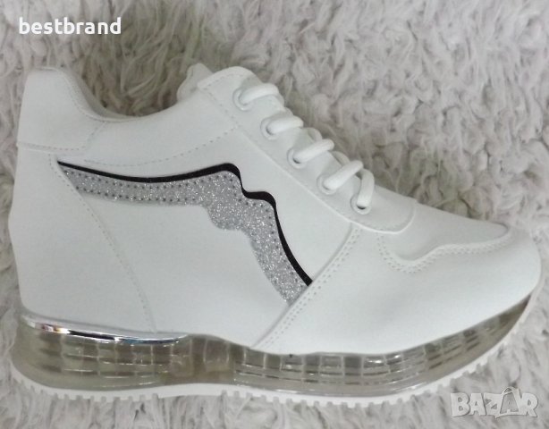 Маратонки, скрита платформа, бели, код 531/45, снимка 2 - Дамски ежедневни обувки - 39456354