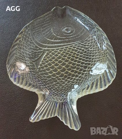 Стъклени плата във форма на риба, снимка 2 - Антикварни и старинни предмети - 39444554