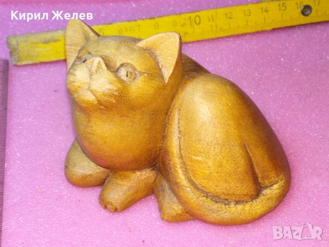 СИМПАТИЧНО МАЛКО СЛАДКО КОТЕНЦЕ ДЕКОРАТИВНА ДЪРВЕНА ФИГУРКА Стара РЪЧНА АРТ ИЗРАБОТКА 42883, снимка 2 - Статуетки - 44314427