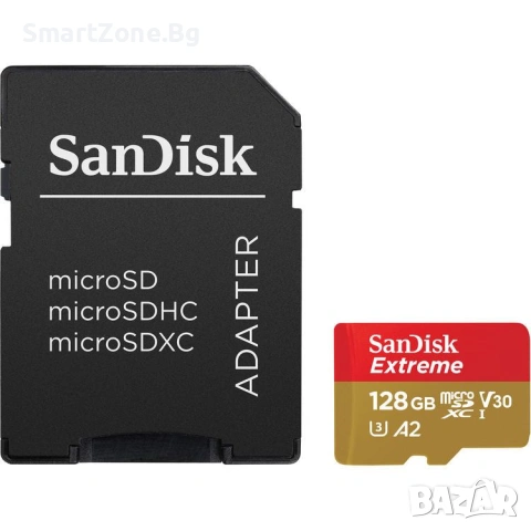 Карта памет 128GB SANDISK EXTREME MicroSD, 190MB/S, CLASS 10, UHS-1 U3, снимка 2 - Карти памет - 53057161