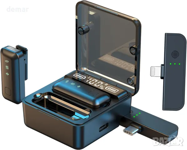 Безжичен микрофон EVINYEP Lavalier (2TX+2RX) за iPhone и Android