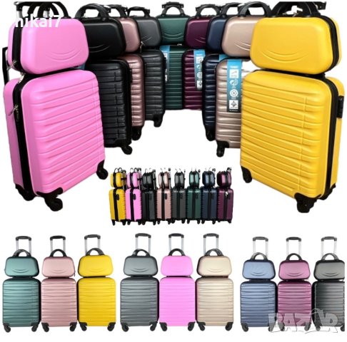 пътнически куфар+авио чанта лек здрав 100%ABS 54/39/20 4ри колела 360°, снимка 2 - Куфари - 42072756