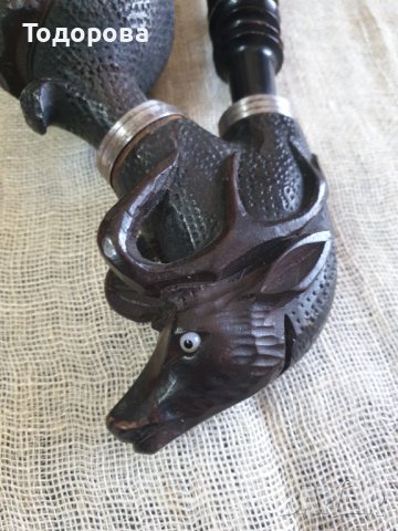 Голяма красива лула-богато инкрустирана, снимка 2 - Антикварни и старинни предмети - 38337376