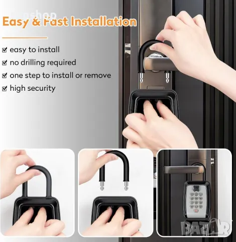 BEETRO Външна кутия за заключване 12-цифрена с бутон, Airbnb, снимка 4 - Други стоки за дома - 50355214