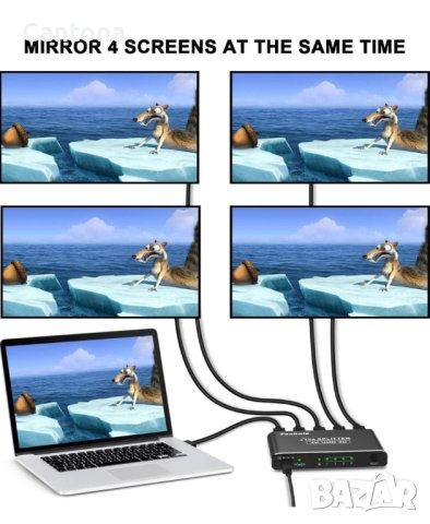 4K UHD 3D HDMI сплитер, 1 вход - 4 изхода,HDCP1.4, PS4,XBOX,PC, HS 104 BK, снимка 3 - Стойки, 3D очила, аксесоари - 40517129