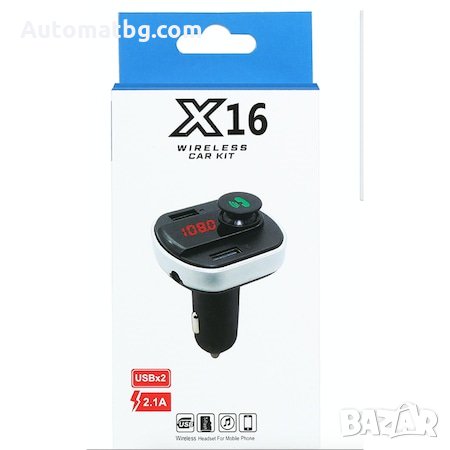 Трансмитер FM Automat, X16, Bluetooth, черен, снимка 2 - Аксесоари и консумативи - 30578756