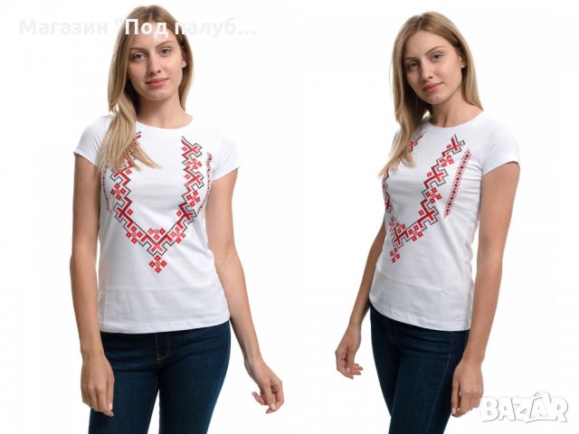 Нова дамска бяла тениска с трансферен печат Шевица, Етно мотив, България, снимка 12 - Тениски - 29964888