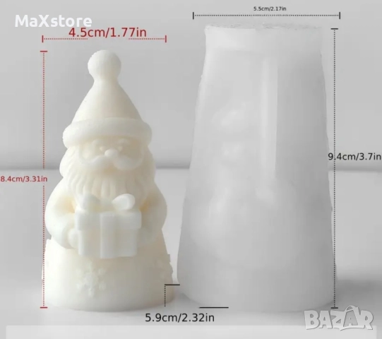 3D Дядо Коледа с шапка подарък Силиконов молд за свещи гипс сапун смола , снимка 3 - Форми - 52005633