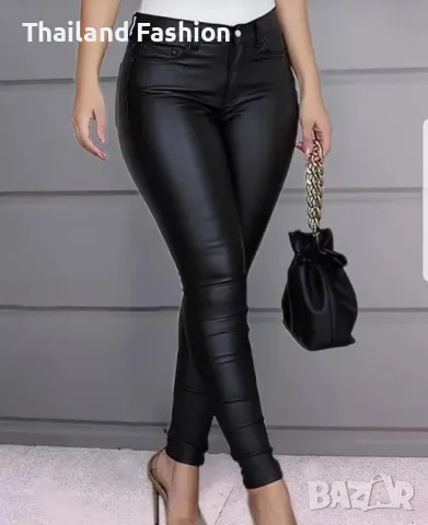 Дамски кожен панталон, дънки, клин, снимка 3 - Дънки - 49115891