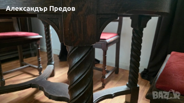 Резбована кухненска маса с 4 стола , снимка 3 - Маси - 54255975