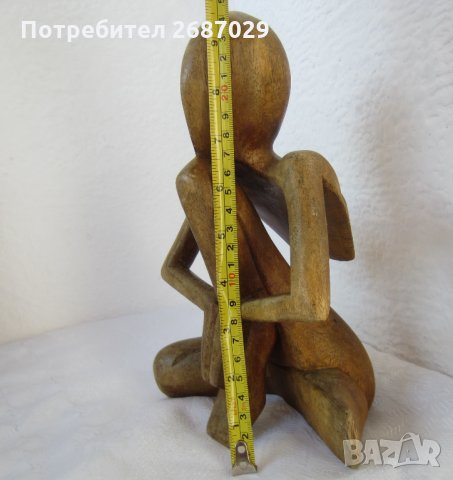 Дървена фигура, човек, мислител, молитва, йога, медитация, снимка 4 - Статуетки - 31658232