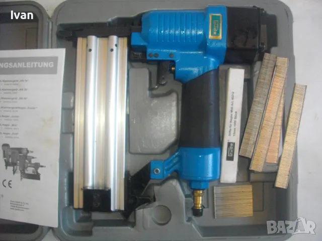 GUDE Пневматичен такер за пирони до 50мм немски оригинал 2004 г. Отличен комплект професионален , снимка 3 - Други инструменти - 47717782