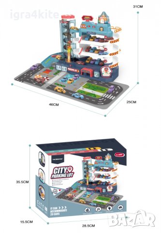 Топ Триетажен паркинг с асансьор, колички, постелка, звук и светлини, снимка 4 - Коли, камиони, мотори, писти - 38527070