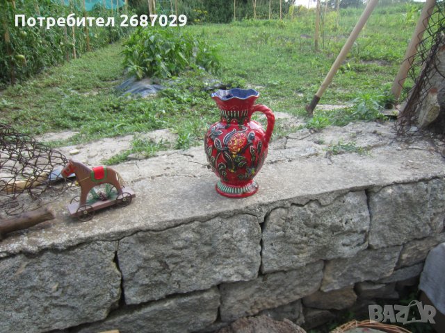 Красива германска ваза или кана, червена със синьо, снимка 11 - Вази - 31802281