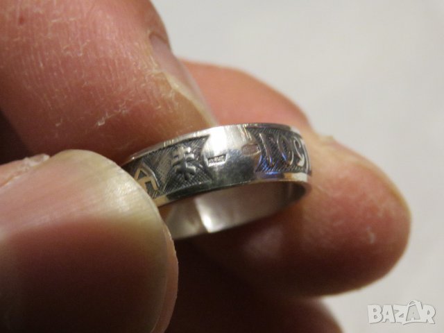 Стариннен дамски  сребърен пръстен с думи към Исус в релефен надпис " Господи, спаси и сохрани мя .-, снимка 4 - Пръстени - 31400732