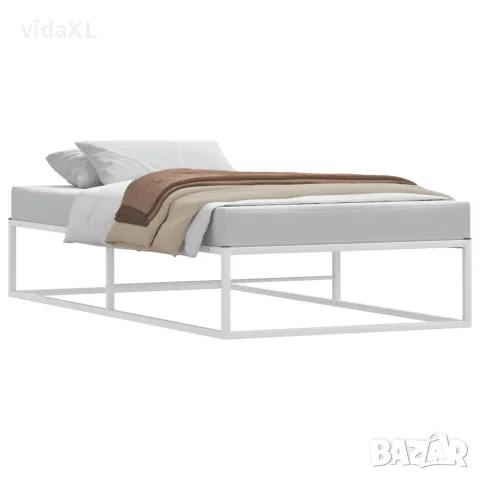 vidaXL Рамка за легло без матрак Бяла 90x200 cm Метал, снимка 1 - Спални и легла - 56147561