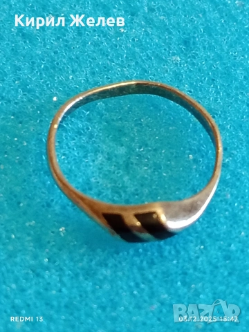 Стар сребърен пръстен с инкрустиран черен ОНИКС ръчна изработка 52443