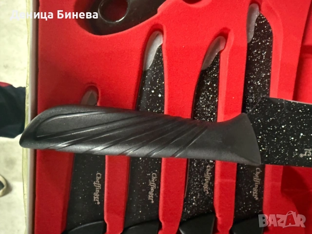 Комплект кухненски н о ж о в е Cheffinger – 6 части с мраморно покритие и магнитна кутия, снимка 6 - Други - 53265625