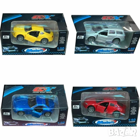 Метална количка 1:50 с отварящи се врати – Спортен стил и реалистичен дизайн, снимка 5 - Коли, камиони, мотори, писти - 51063505