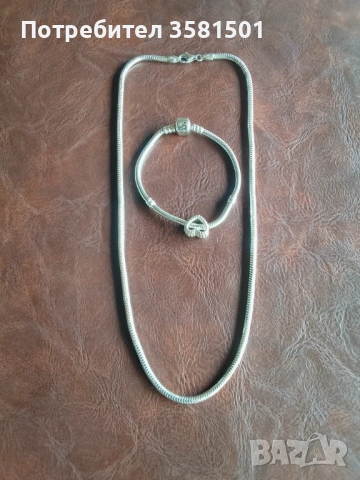 Сребърен Комплект Пандора, снимка 3 - Колиета, медальони, синджири - 54315590