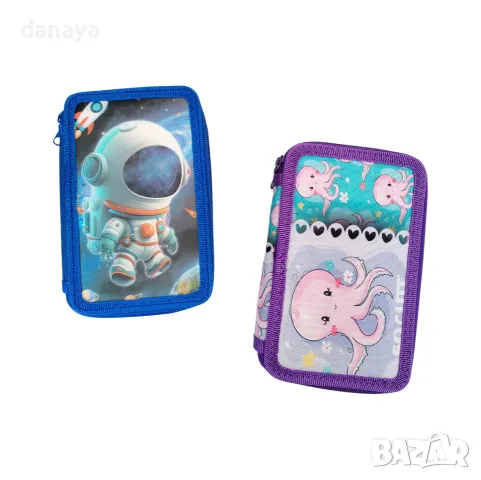 5892 Ученически несесер с 2 отделения за моливи и химикали, снимка 2 - Ученически пособия, канцеларски материали - 50142270