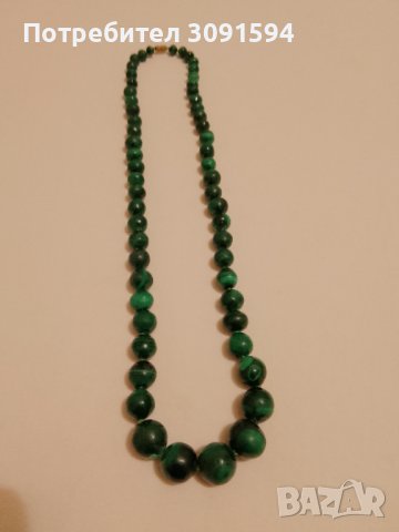 ОГЪРЛИЦА ОТ ЕСТЕСТВЕН ПОЛУСКЪПОЦЕН КАМЪК малахит, снимка 8 - Антикварни и старинни предмети - 42183210